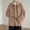 Dongjie No Logo Flus Deerskin Velvet Fleece-Lined Men's Winter Thickened Warm Workwear Cotton Jacket Trendy Cotton Coat