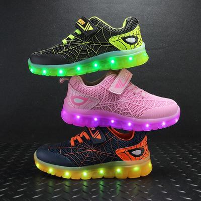 Bestseller-LED-Leuchtschuhe für Kinder – USB-aufladbare Sport-Sneaker im Spinnendesign für Jungen und Mädchen
