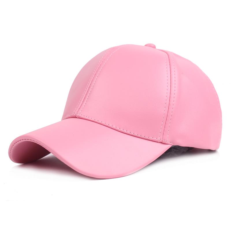 New Women Men Hat PU Leather Baseball Cap Visor Light Board Solid Men Hip Hop Cap Outdoor Sun Hat Adjustable Sports Caps