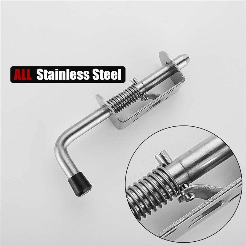 A84E-6Pcs 5 Inch Stainless Steel Spring Loaded Latch Pin Barrel Bolt 2Mm Thickened Door Lock Brushed
