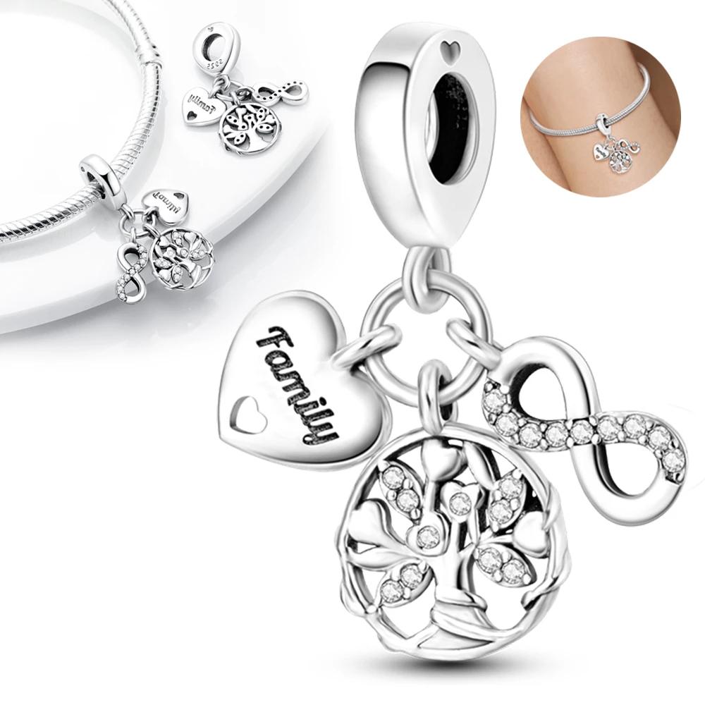 Copper Family Life Tree Pendant Forever Friends Charm Fit Original Bracelets Charms For Women Diy Fine Jewelry Gifts