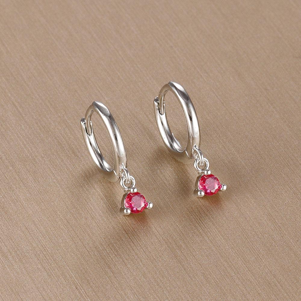 Simple Multicolor Stone Gold Color Matel Small Dangle Earring For Women Sweet Round Pendant Stainless Steel Fashion Jewelry Gift