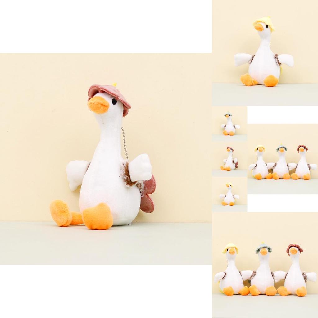 Schattige witte gans pluche sleutelhanger, cartoon eendje, rugzakhanger