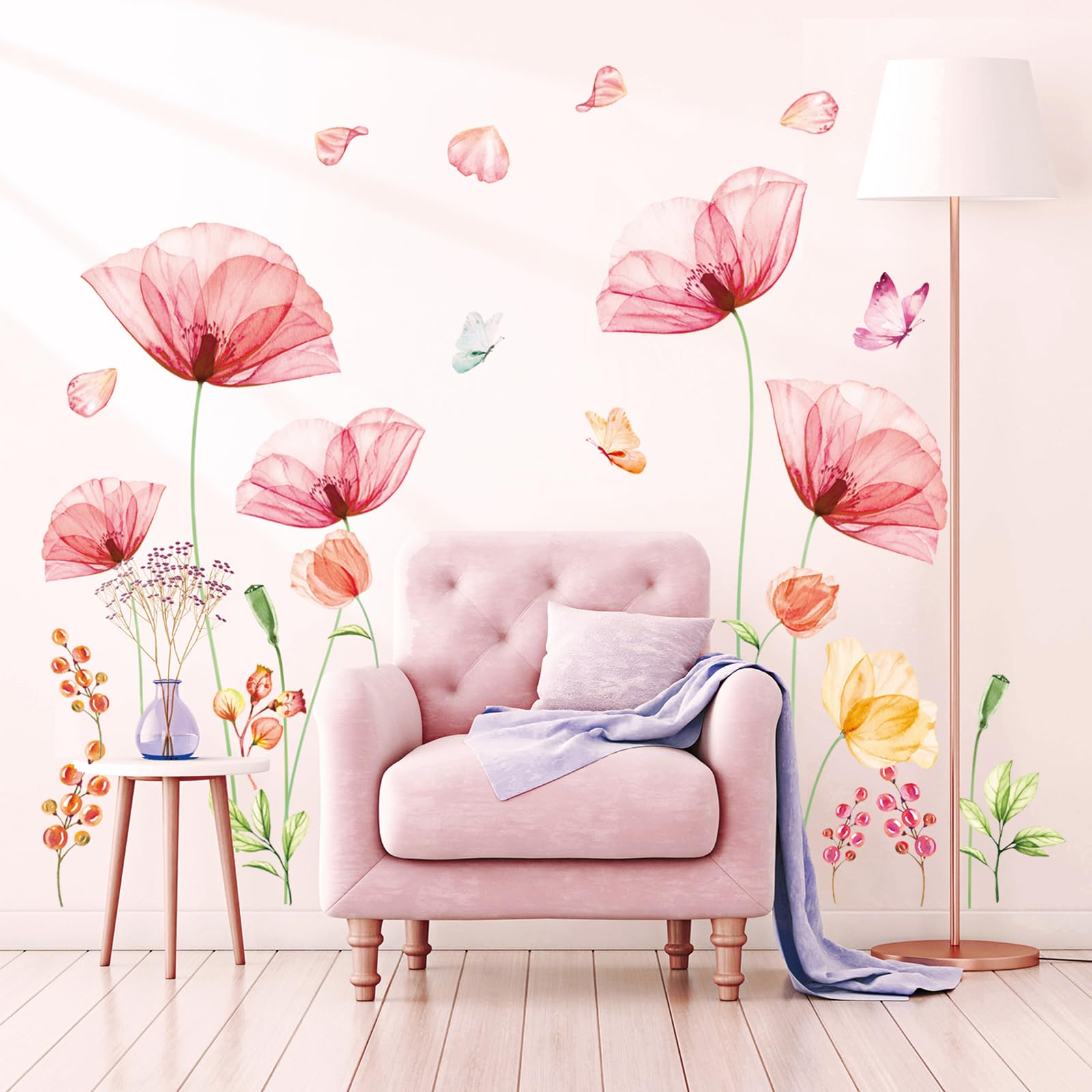

DECOWALL Light Pink Flower Wall Sticker Decorative for DIY Wall Transfer Wall Art Sticker for Bathroom Living Kitchen SG-2206 X-ray - Kindergarten,