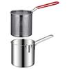 1Set with Strainer Deep Fryer Pot 304 Stainless Steel Universal Fryer Pan Basket 1.2L Oil-saving Kitchen Pot