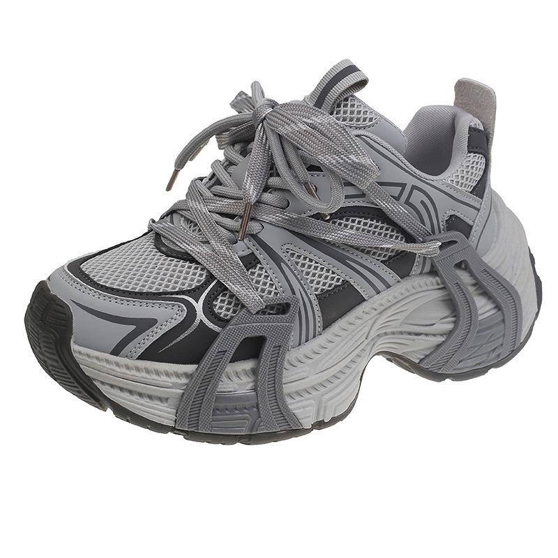 Early Spring New Casual Platform Women's Shoes Leather Round Head Lace-up Dad Shoes Women's Height Increase Versatile Women's Single Shoes