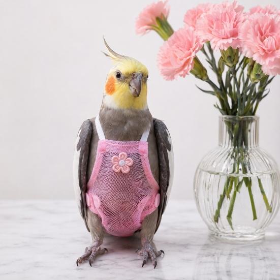 Yousheng Parrot Diaper Clothes with Leash, Parrot Flight Harness Diaper, Reusable Parrot Nappy Clothes, Outdoor Training Harness for Parakeet Budgies