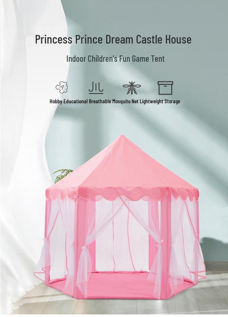 Hexagonal Princess Tent for Kids – Mosquito-Proof, Breathable Castle Playhouse for Indoor Parent-Child Interaction