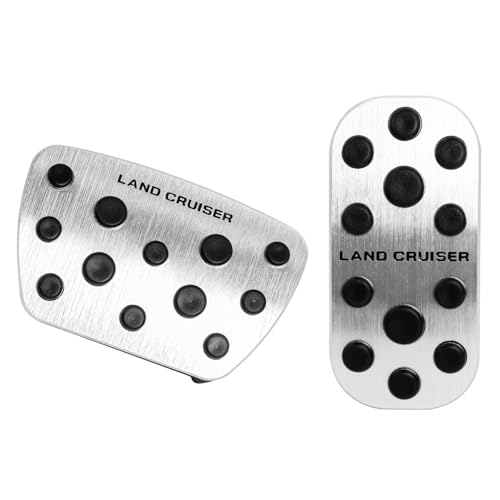 Qopaw New Land Cruiser 250 Series Dedicated Brake Pedal Cover with Scratch Resistant & Anti-Slip Rubber Aluminum Accelerator Pedal 2PCS [Silver]
