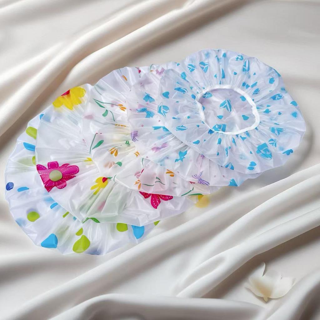 "Assorted PE Shower and Hair Care Caps for Children, Girls, Adults"