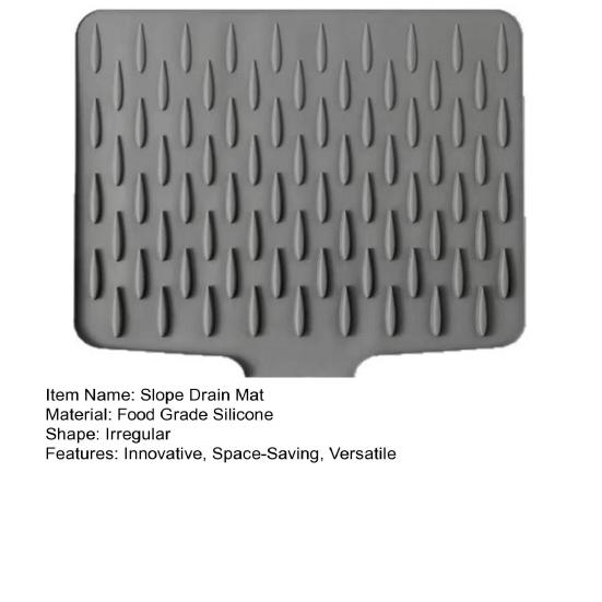 Silicone Slope Drain Mat for Drip-Free Drying Space-Saving Dish Drainer Heat-Resistant Pot Rack Non-Slip Mat for Kitchen Countertop