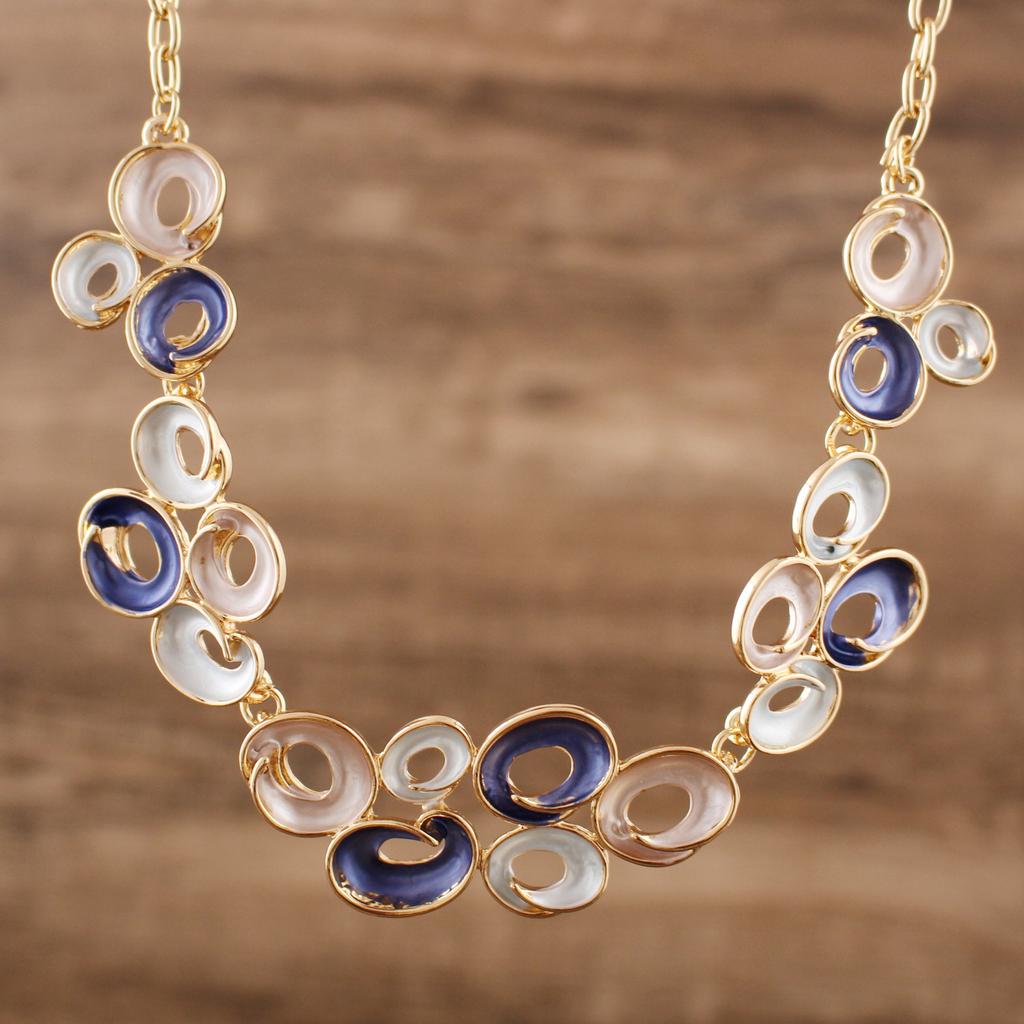 New color painting oil geometric hollow round flower necklace, fashionable and high-end women's versatile neck chain