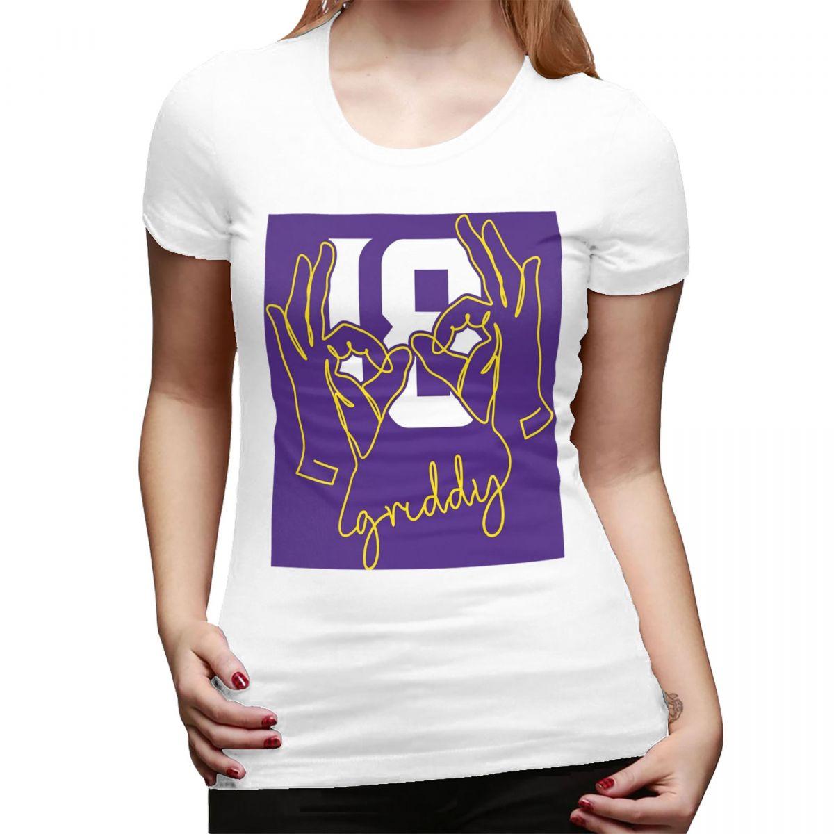 

Justin Jefferson Griddy Design TShirt for WOMEN Round Neck Streetwear T Shirts WOMENs Short Sleeve Summer Clothes Tops S