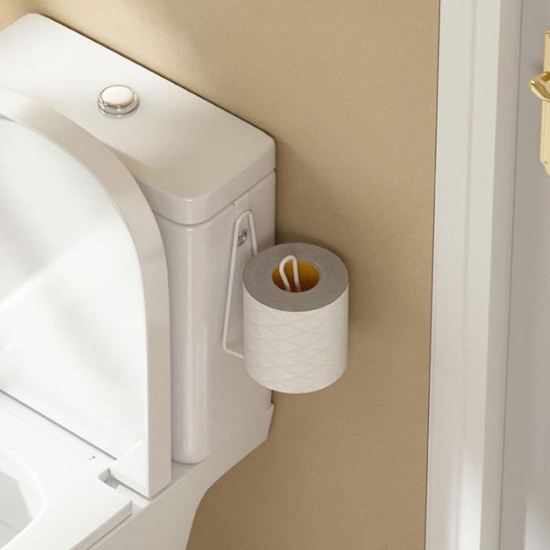 Držák na toaletní papír - Snadná instalace na stěnu Věšák na roli papírových utěrek do koupelny s lakovaným povrchem Úspora místa Design bez vrtání