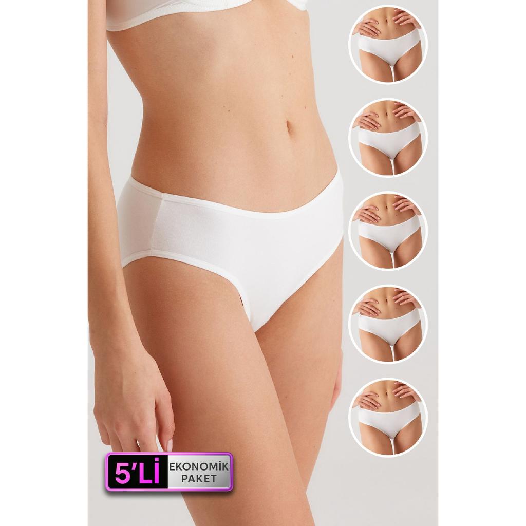 Economic Pack Of 5 2956 Normal Waist Comfortable Fit Cotton Classic Basic Standard Panties