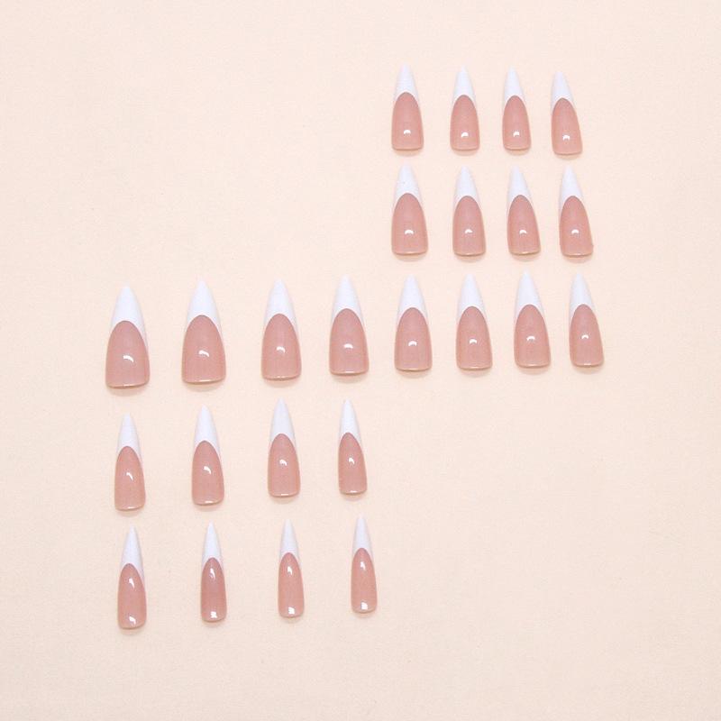 Mlecznobiałe proste francuskie słodkie wszechstronne zdejmowane manicure 24 sztuki paznokcie na wcisk