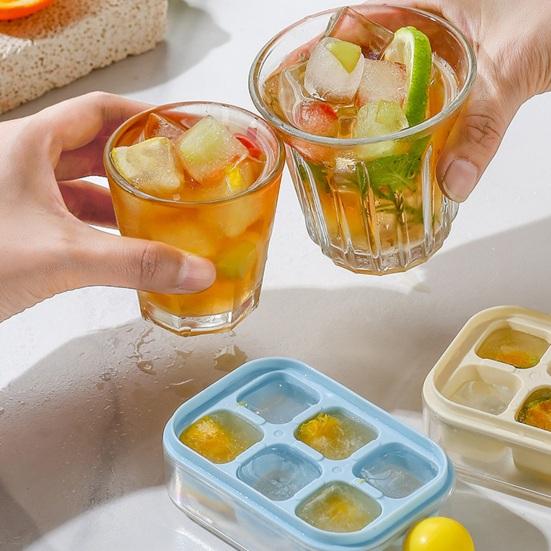 6 Compartments Ice Cube Maker, Ice Cube Mold with Sealed Flip Cover, Easy Demolding Food Grade Stackable Design Ice Tray