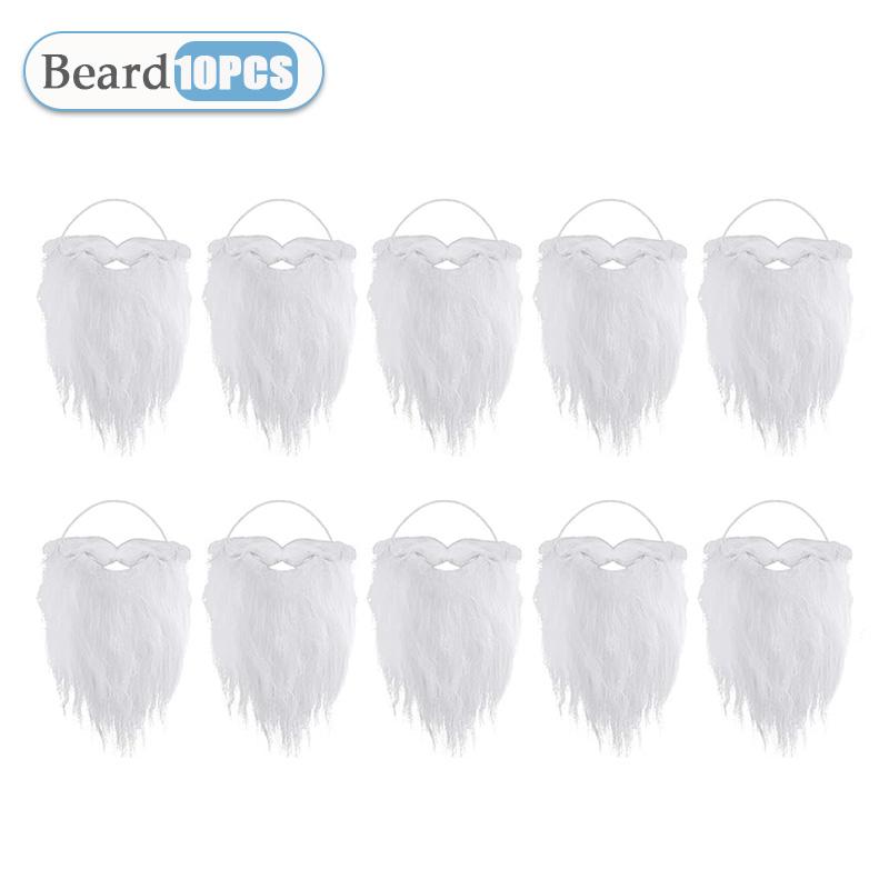 1-10PCS Santa Claus Beard Eight Character Beard Adult Children's Beard White Fake Beard 2025 New Christmas Decoration Prop
