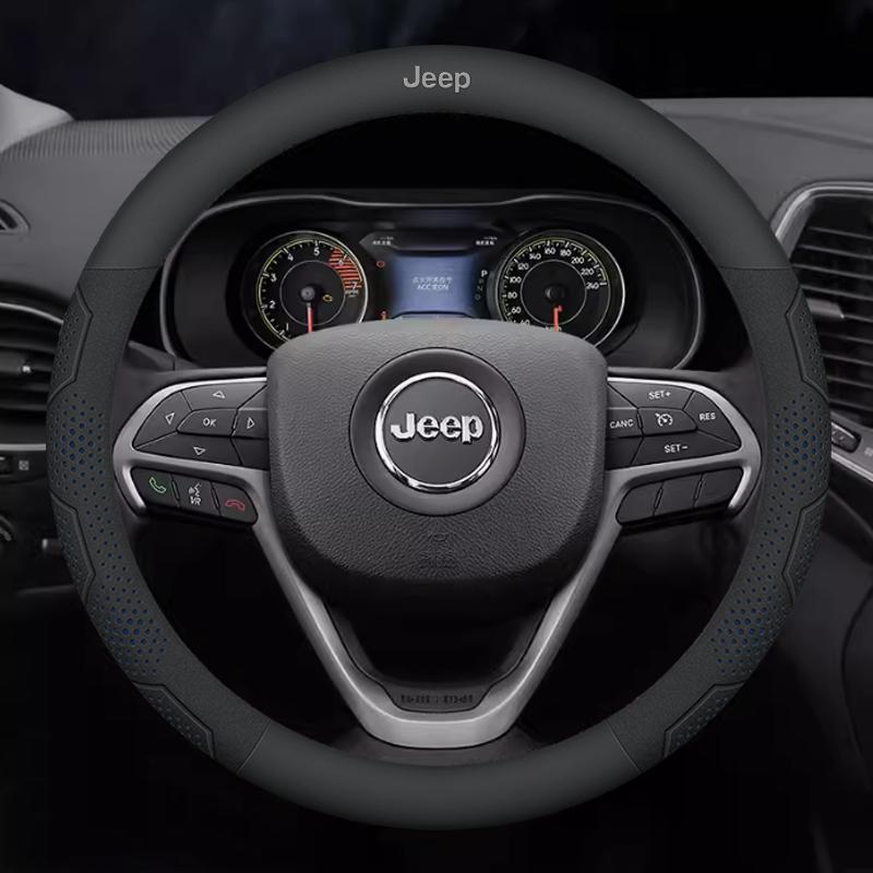 Car Carbon Fiber Leather AntiSlip Steering Wheel Cover Jeep Grand Cherokee Wrangler Renegade Patriot Commander Compass Gladiator