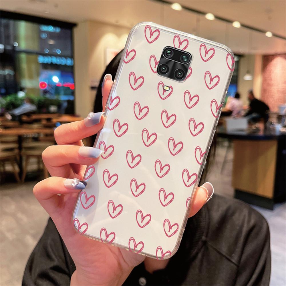 Love Heart Transparent Phone Case For Xiaomi Redmi Note 8 9 9S Pro Max 8T 9A 9C 9T Clear Non-Yellowing Shockproof Women Cover