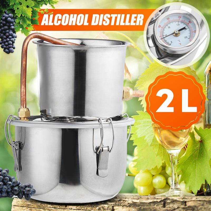 2L Stainless Copper Alcohol Whisky Water Wine Essential Oil Brewing Kit Litres Portable Home DIY Distiller Moonshine