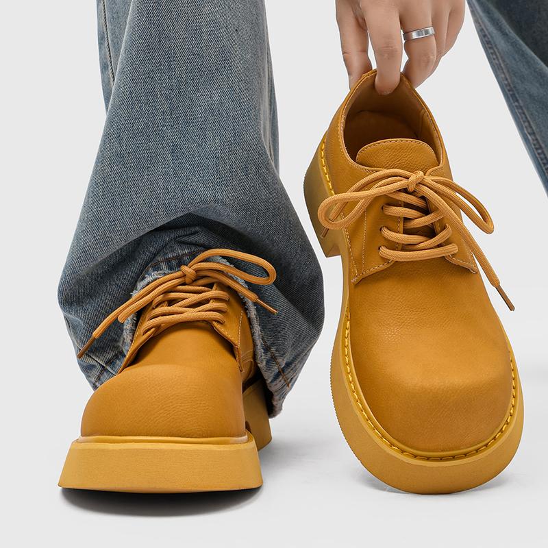 Fashion Fashion Men's Thick Soled Shoes Retro Casual Style Office and Leisure Party High Quality Daily Shoes Derby Dress 38-46 Lace-up