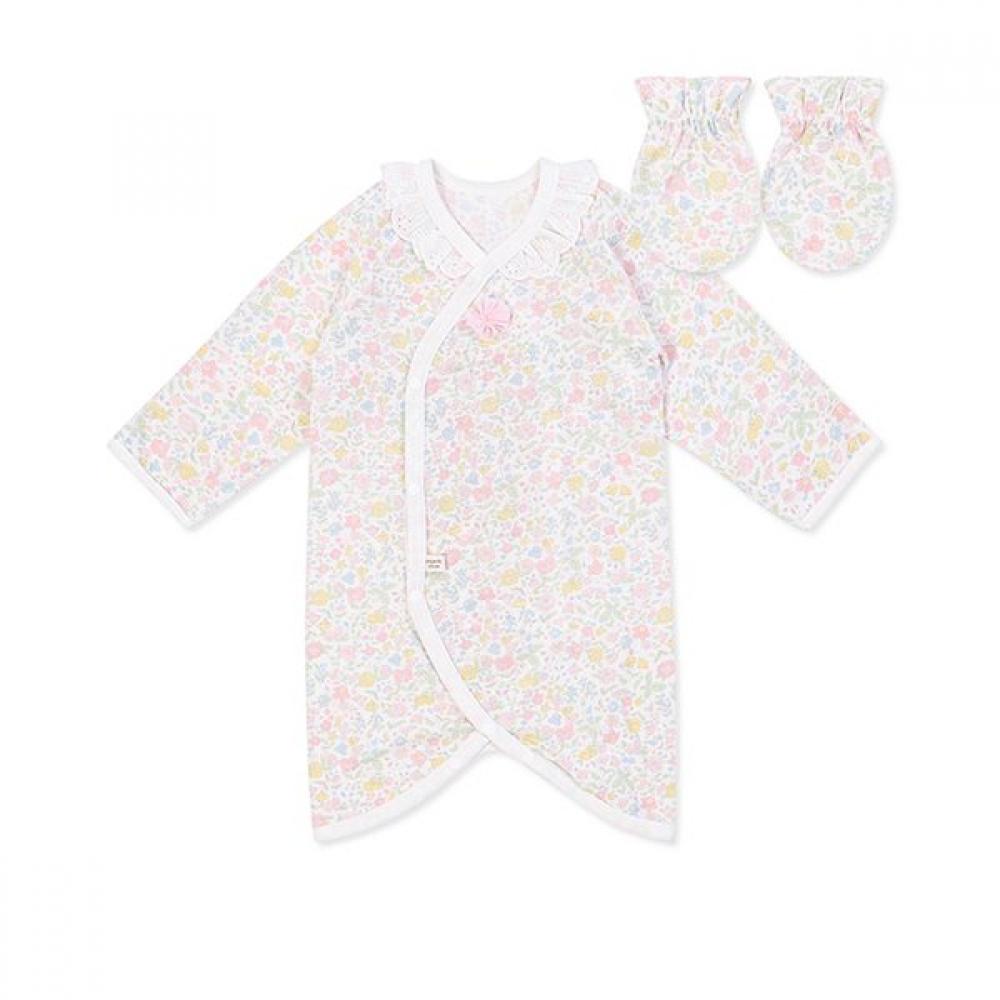 Organicmom Baby Gown Glove Set Mlsnbw10 white/FREEE