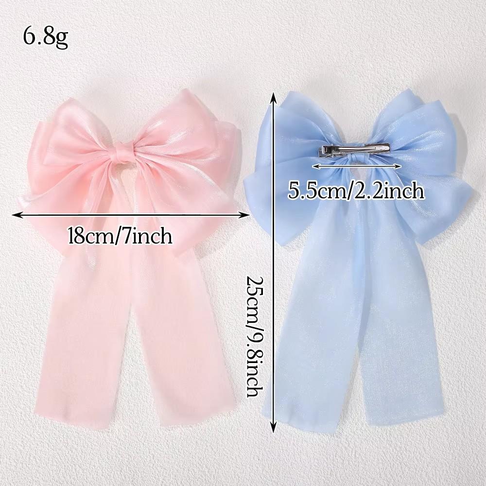 1PCS Girls Blue Pink Big Bow Ribbon Hair Clip Elegant Simple Spring Summer Hair Clip Pins Retro Headband Clips Hair Accessories