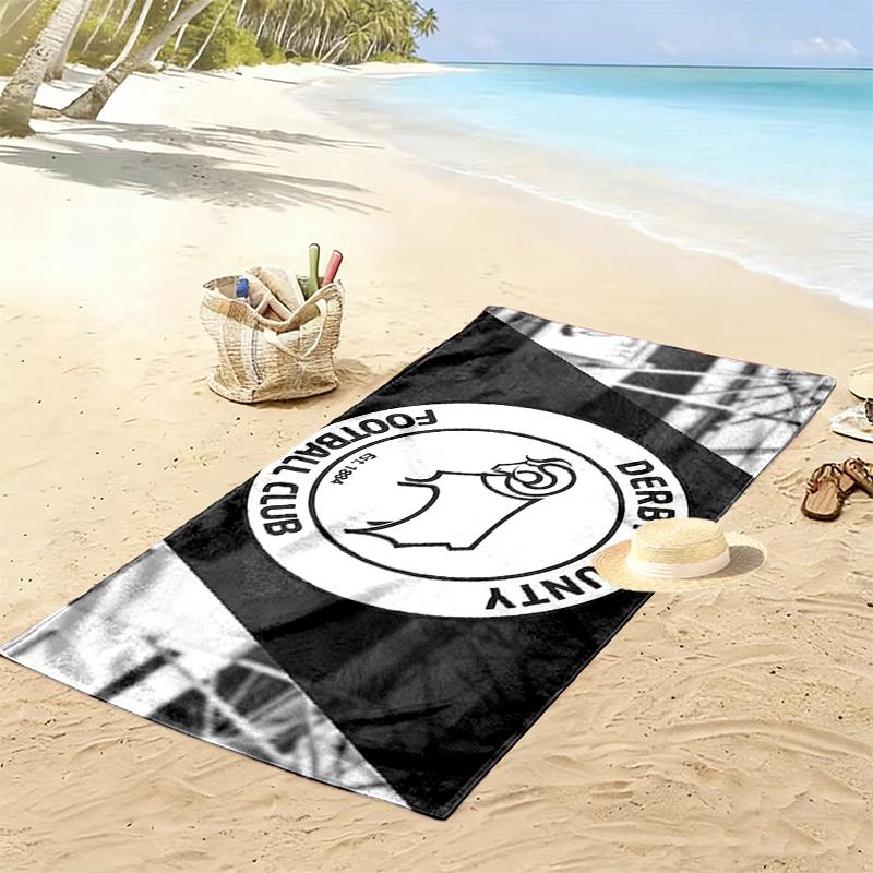 Toalla de Playa Estampada del Derby County F.C., Toalla Grande Suave de Secado Rápido para Playa, Camping, Natación