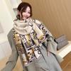 Autumn and winter new imitation cashmere jacquard scarf women's light luxury high-end court peach blossom shawl thickened warm scarf