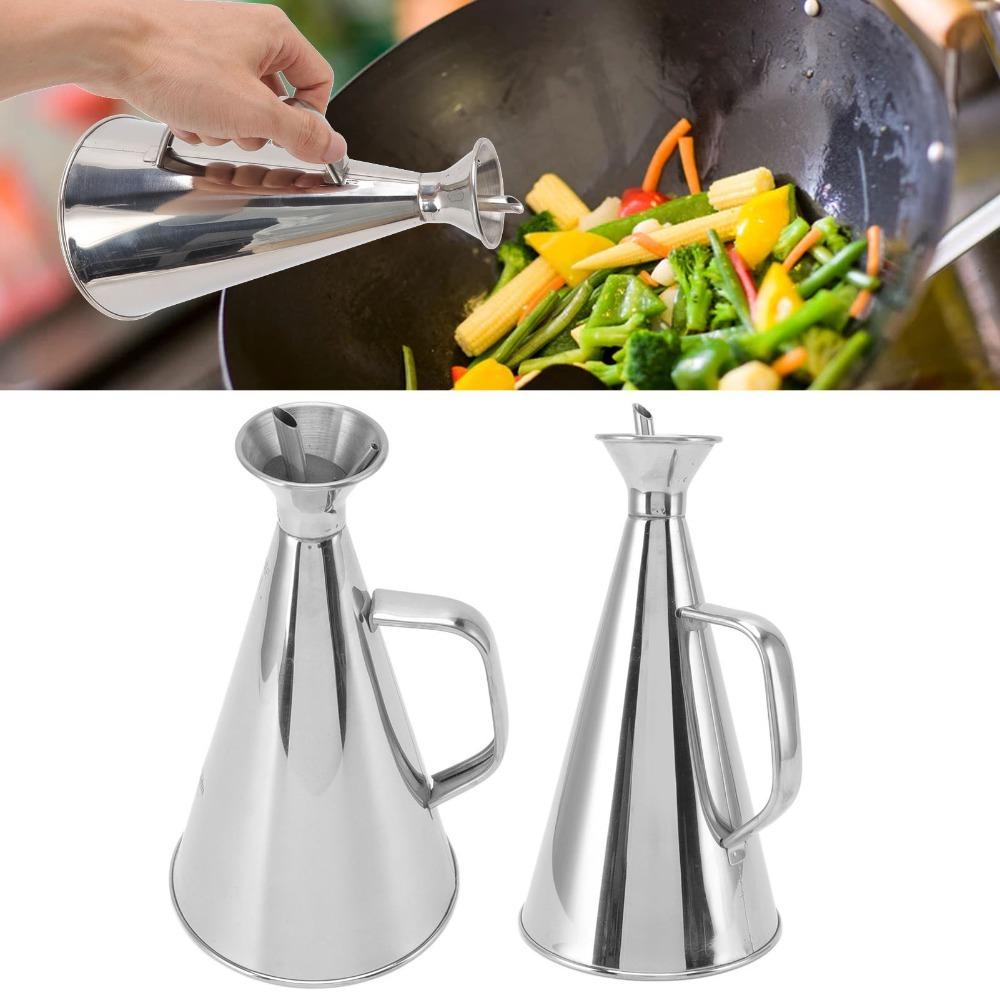 304 Stainless Steel Oil Dispenser Bottle 250ml/500ml/750ml/1000ml Vinegar Cruet Pourer Outdoor BBQ