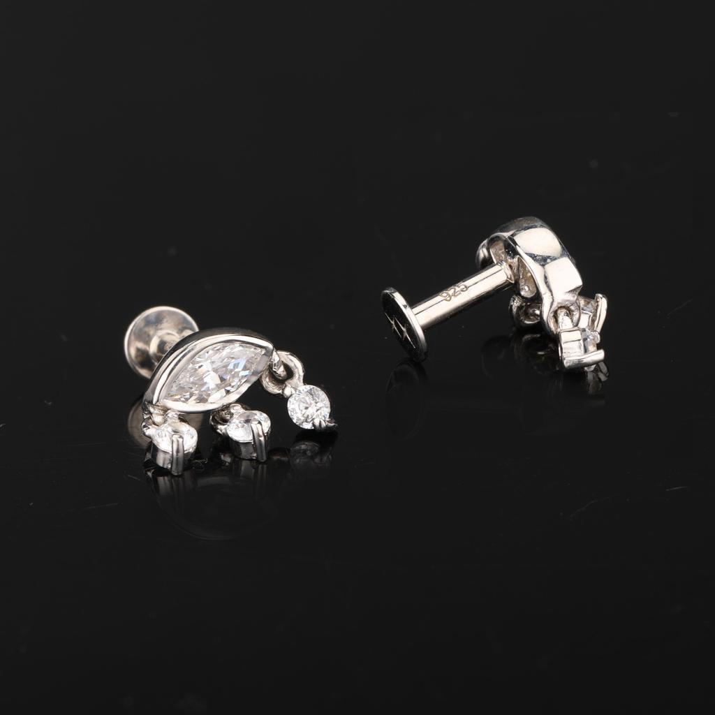 White Cubic Zirconia Earrings 925 Sterling Silver Gold Rhodium Fine Jewelry Gift for Her