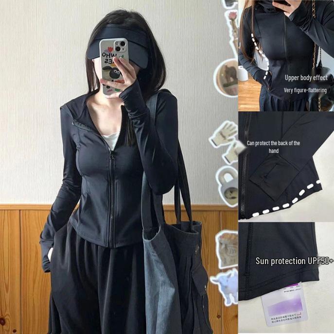 Women's Slim UV-Protective Yoga Hoodie - Cool Touch, Breathable, and Lightweight