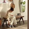 Northern Rattan Woven Bench: Minimalist Solid Wood Long Bench for Dining, Bedroom, or Entryway