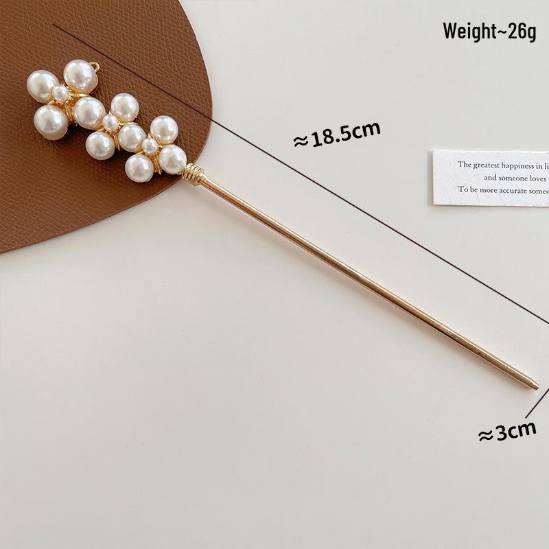 Exquisite Retro Pearl Flower Metal Hairpin for Buns