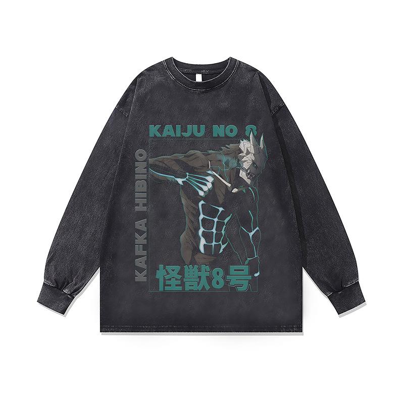 Amerikanische Trendmarke Vintage Retro Racing Digitaler Direktdruck Reine Baumwolle Gewaschen Locker Langarm-T-Shirt Herren