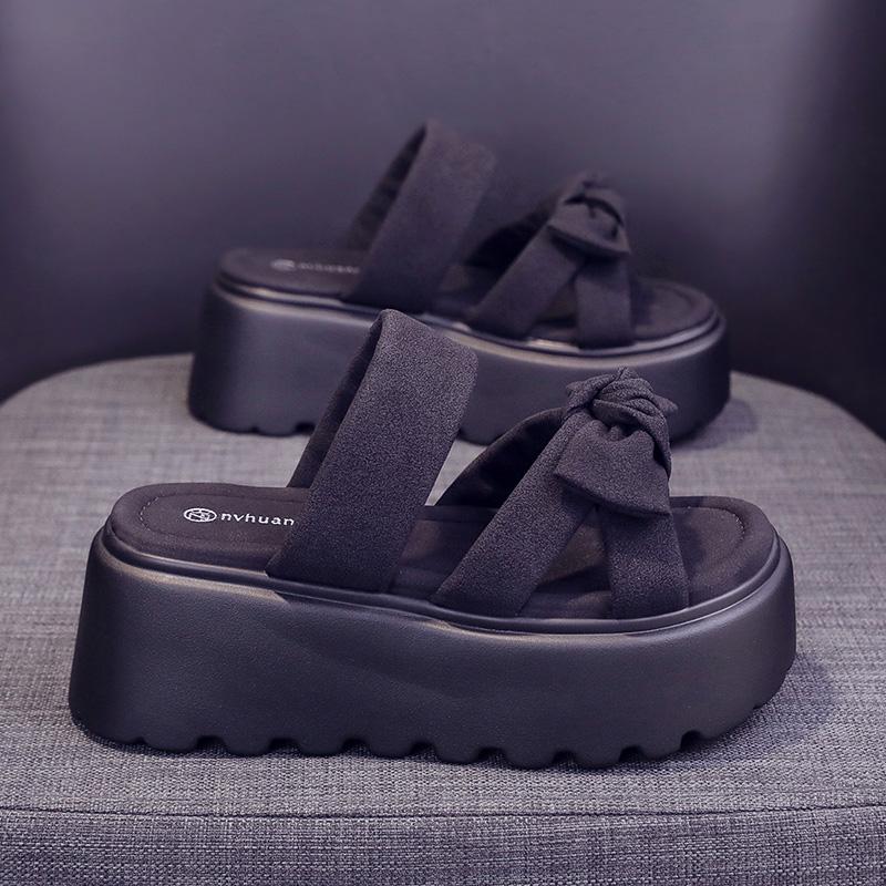 Fashion NEW Casual 8CM Wedge Slippers for Women Summer Non Slip Platform Sandals Woman Open Toe Comfortable Female Chunky Beach Slippers