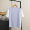 2026 Women's Plus Size Color Block College Style Short Sleeve Pullover T-shirt