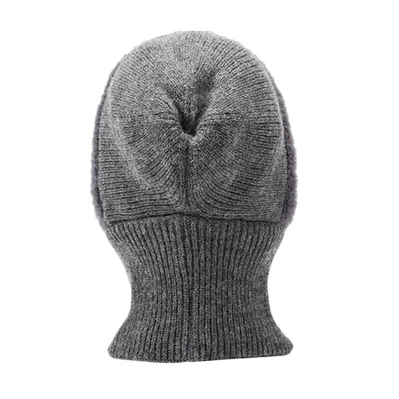 Winter Hat Men Women Velvet Thick Warm Knitted Hat Outdoor Solid Color Hat Scarf Integrated Hat