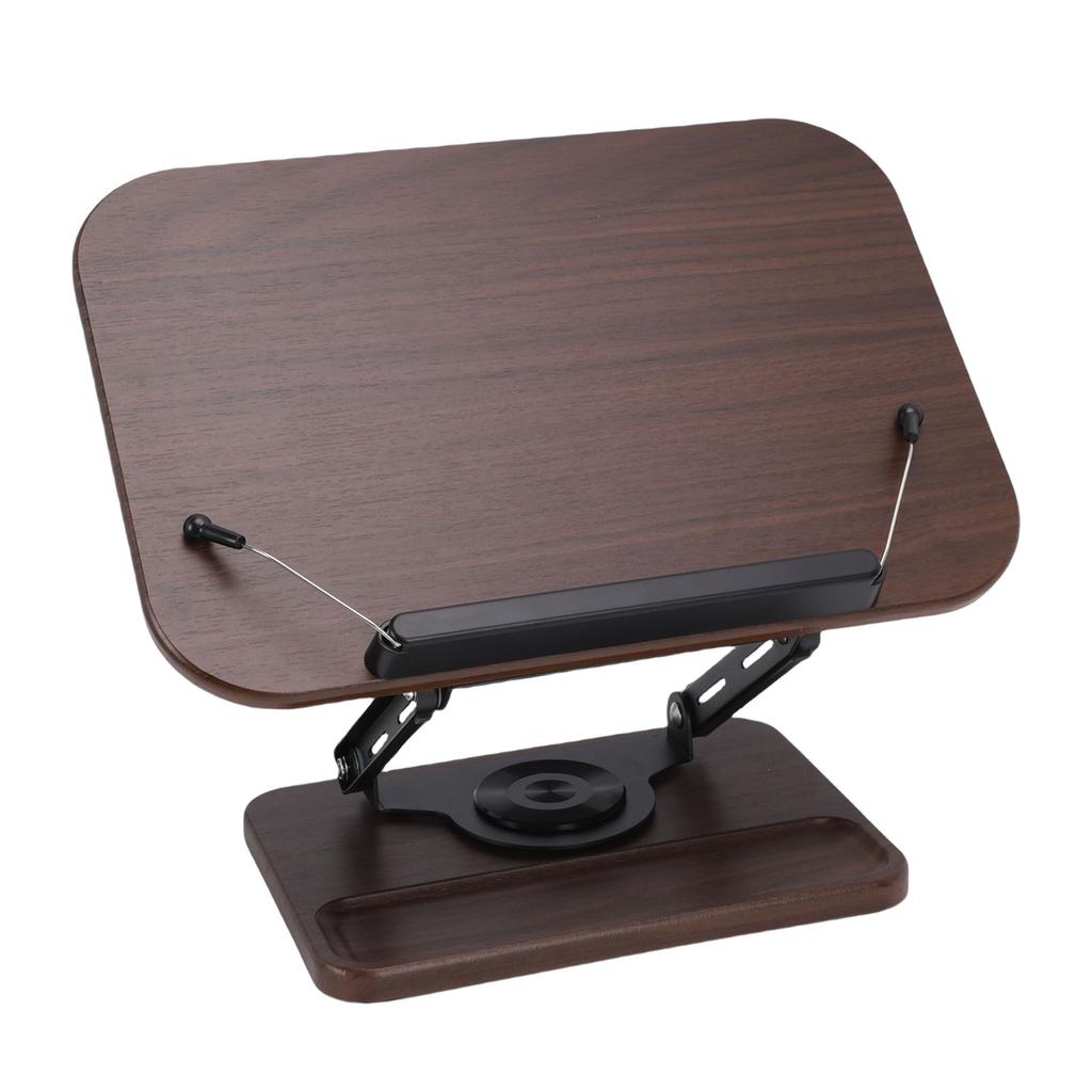 Multifunctional Book Stand Foldable Reading Display Holder with 360 Degree Rotating Base Pen Slot Elastic Page Clips