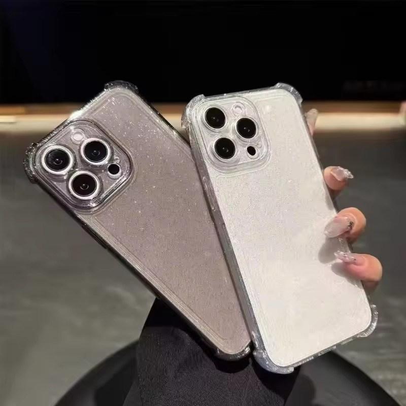 Custodia di lusso glitterata bling trasparente in silicone per iPhone 16 15 14 13 12 11 Pro Max Plus X XR XSMax 16E Placcatura Airbag Antiurto Cover in TPU