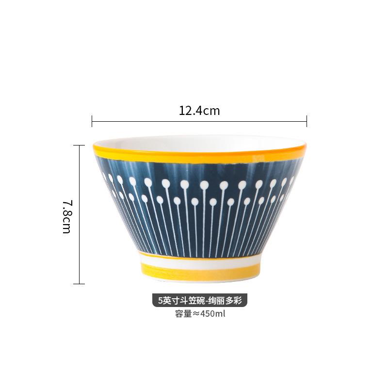 Креативная скандинавская керамическая посуда, бытовая миска для риса, суповая миска, тарелка, миска-шляпа, набор посуды с подглазурной росписью