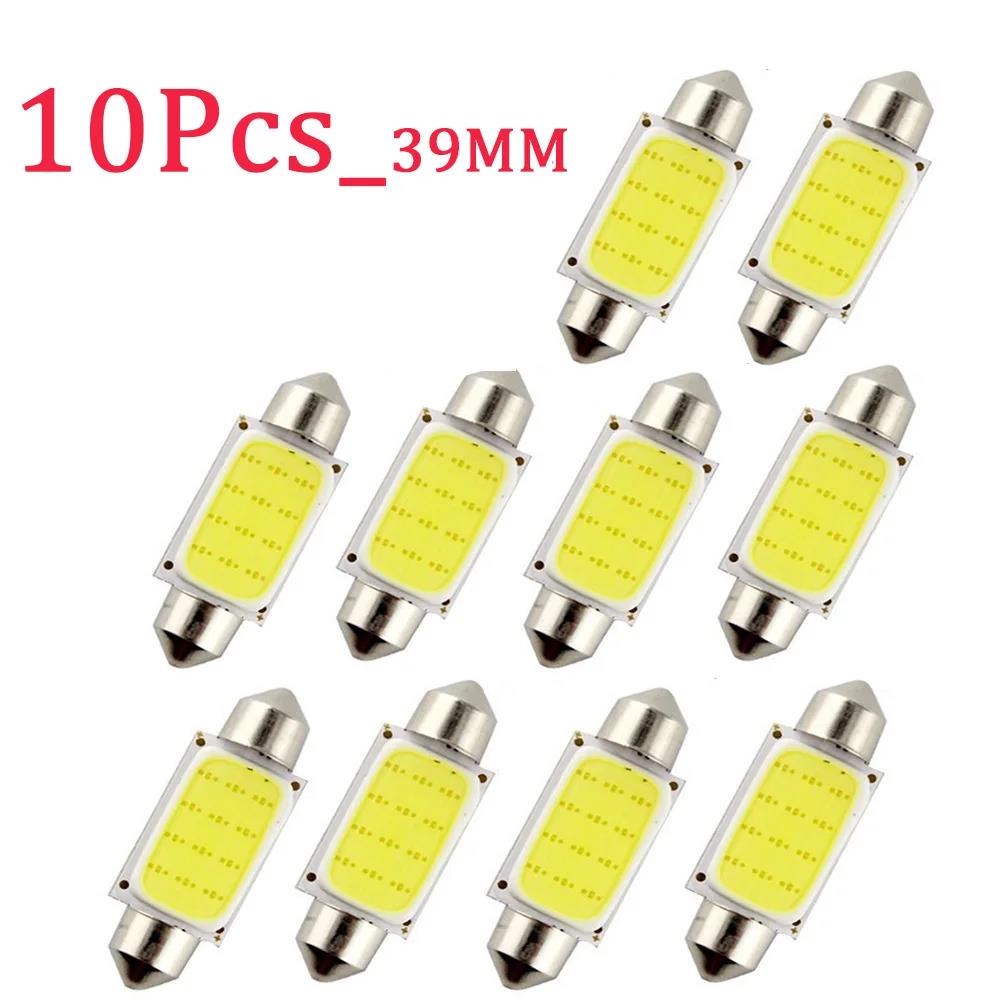 10-40Pcs White COB C5W LED Bulbs 12V 24V Car Auto Festoon Dome Interior LED Lights Lamp Roof Reading Bulb 31mm 36mm 39mm 41mm Bulbs 7