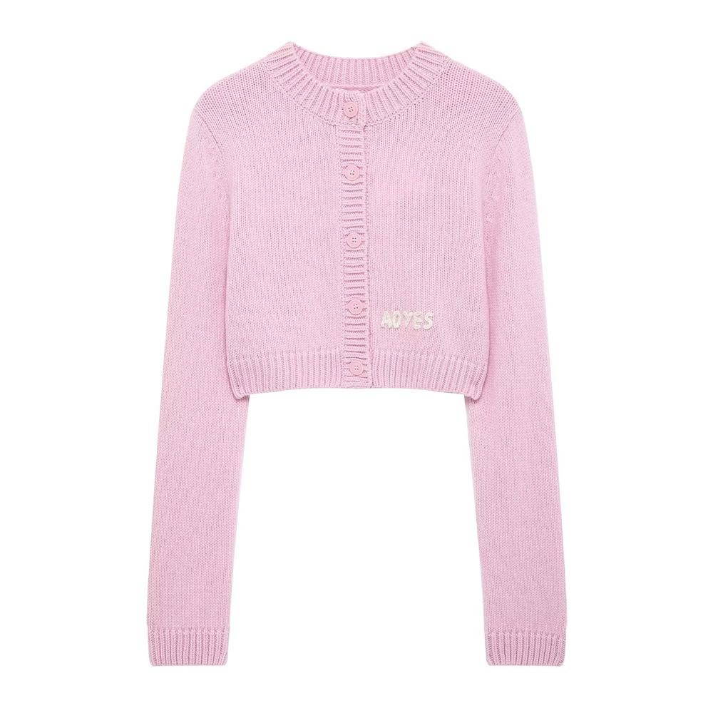 

Spring 2025 Women’s Slim Fit Letter Patchwork Round Neck Knitted Cardigan M