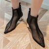 Fashion Women Summer Ankle Boots Mesh Cut Out Hollow Pointed Toe Bootie Shoes Female Thick High Heel Sandals Fashion Women Cool Boots