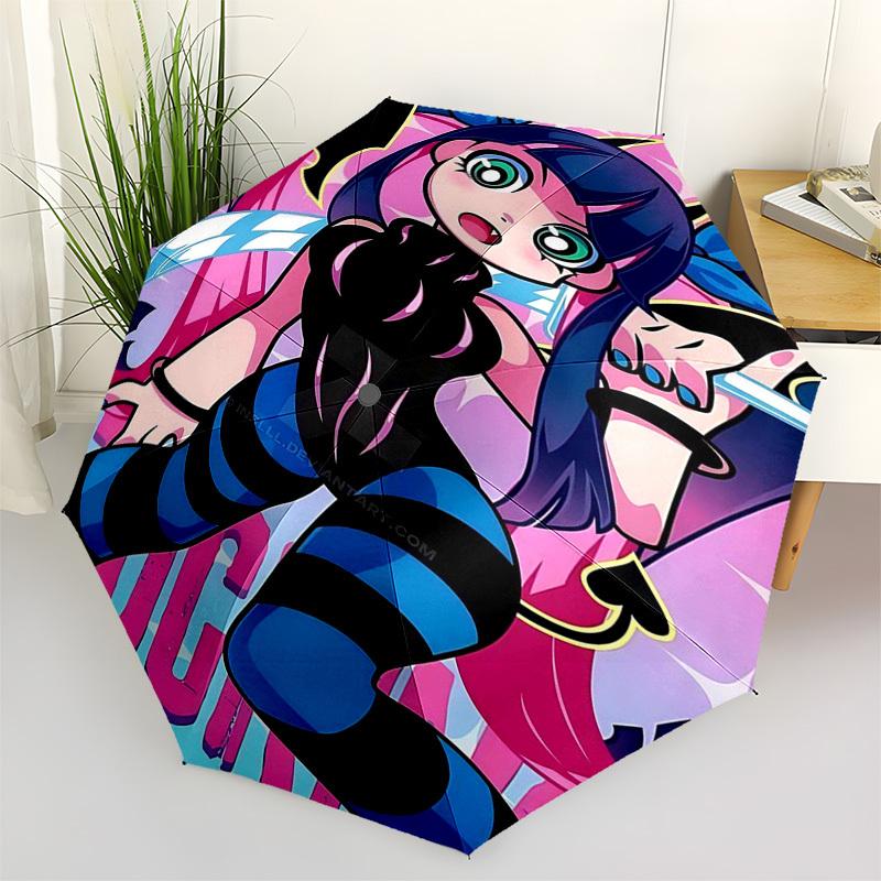 

1pc Chibi Devil Girl Outdoor Umbrella - Automatic Opening & Closing, Portable 3-Fold Design with 8-Rib Iron Frame - Perfect Gift for Fans, Travel
