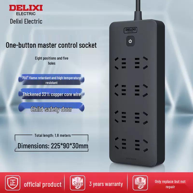 Delixi Multi-Function Extension Cord Power Strip for Home/Dorm with Multi-Socket Converter