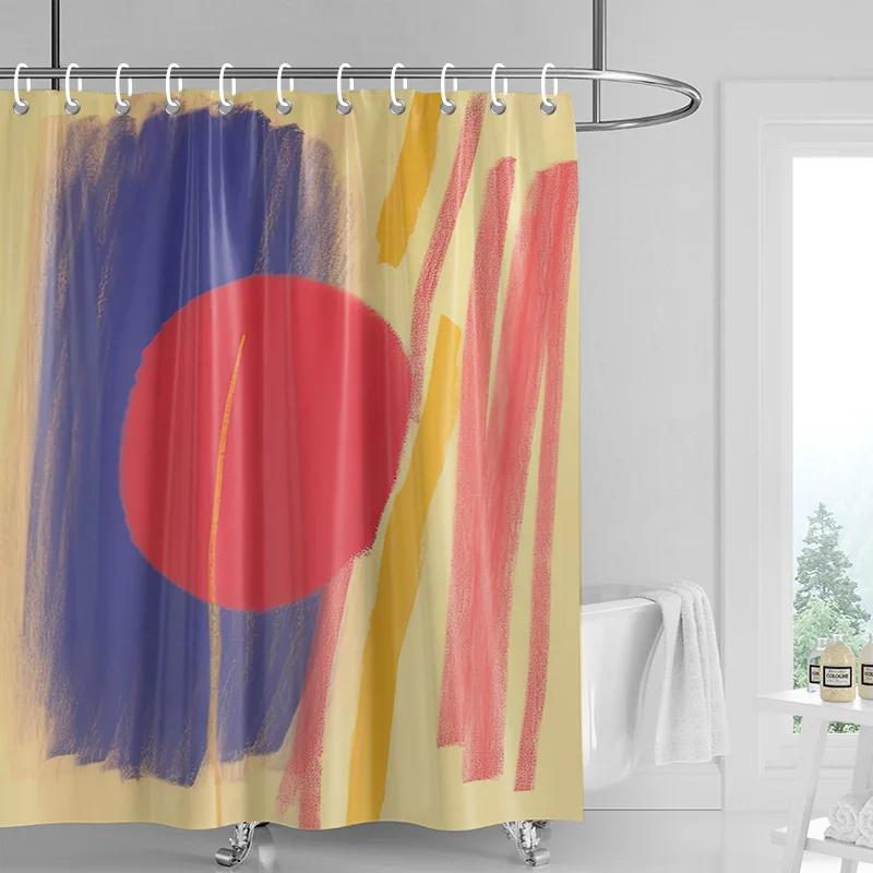 Eclectic Pattern Shower Curtain - Purple & Green Geometric Floral, Waterproof with Grommets, Vibrant Bathroom Decor W90xH180cm