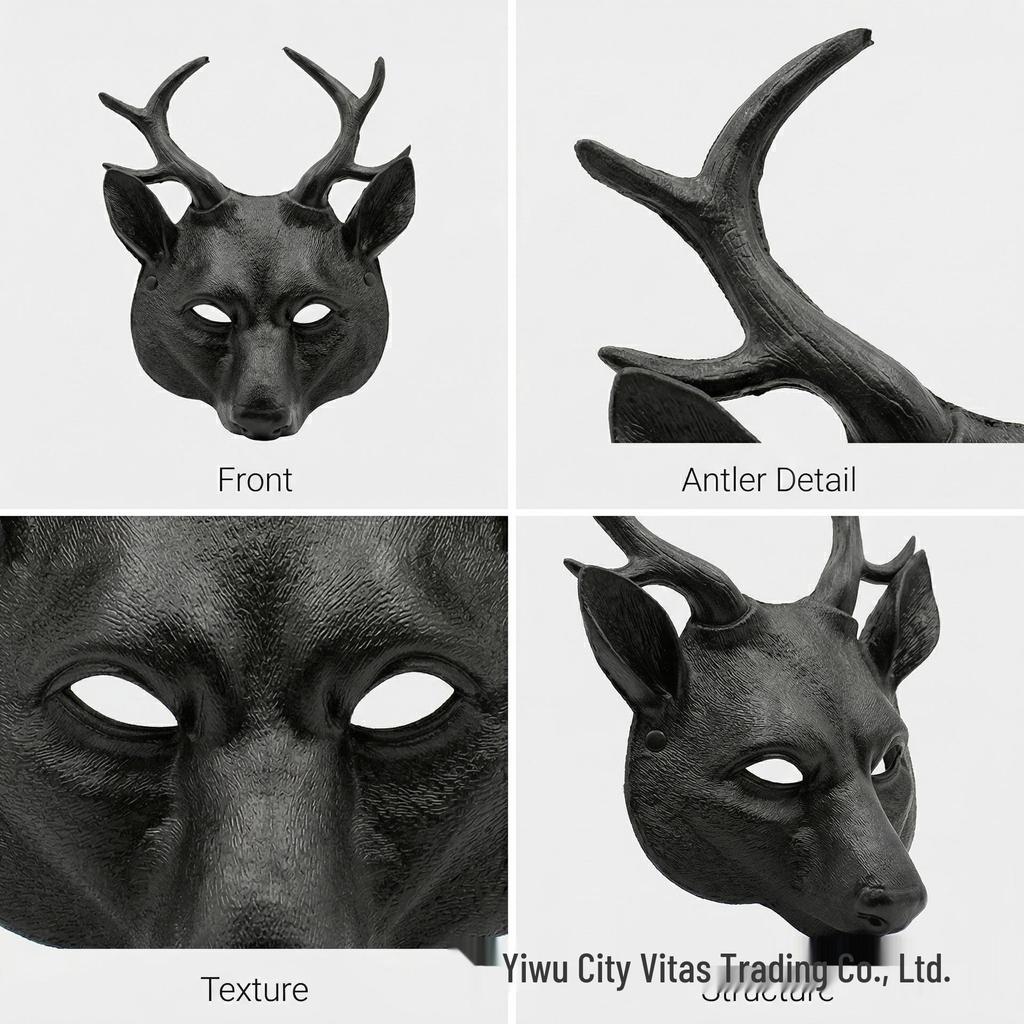 Masque d'Halloween Cerf de Sika - Masque Animal en Mousse PU pour Carnaval & Cosplay