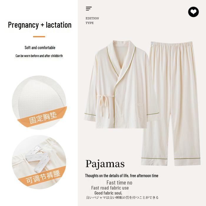 Spring & Autumn Nursing Pajamas for Postpartum Women with Breast Pads